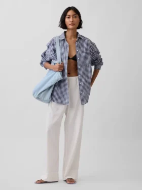 Camicia oversize in 100% lino