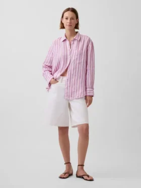 Camicia oversize in 100% lino