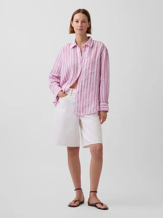 Camicia oversize in 100% lino