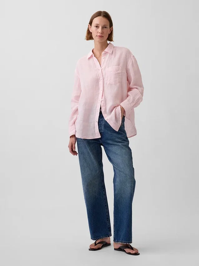 Camicia oversize in 100% lino