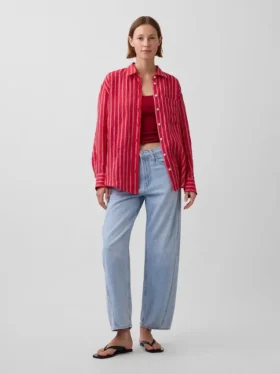 Camicia oversize in 100% lino