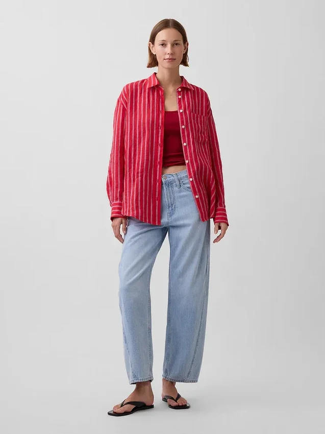 Camicia oversize in 100% lino