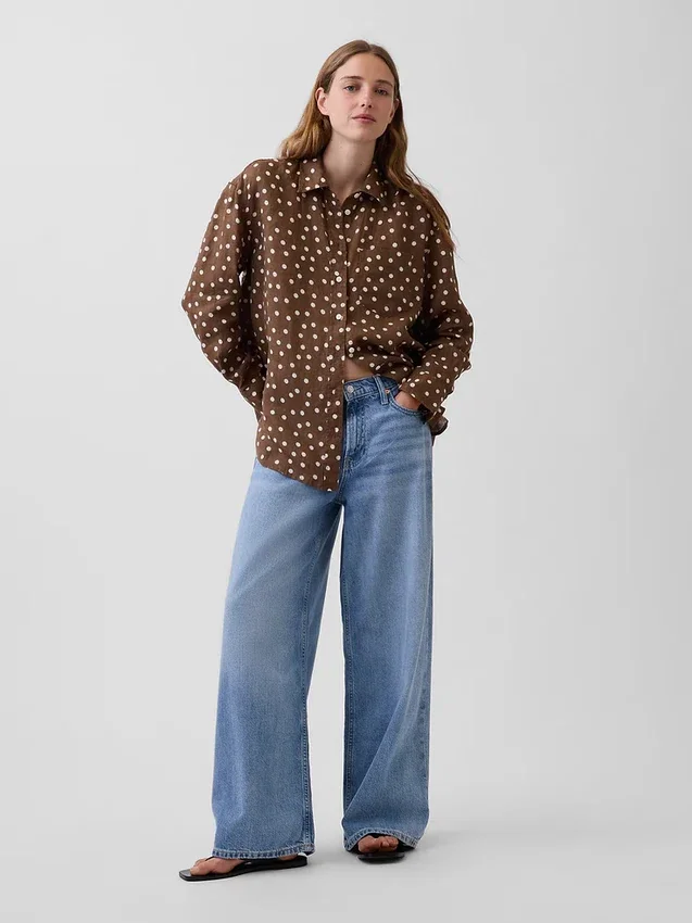 Camicia oversize in 100% lino