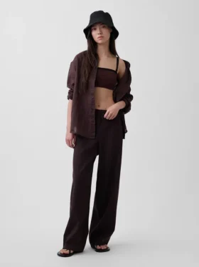 Camicia oversize in 100% lino