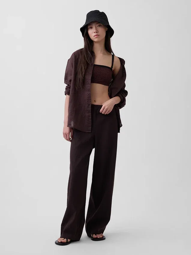 Camicia oversize in 100% lino