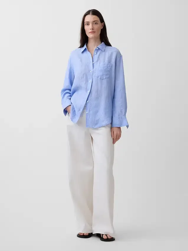 Camicia oversize in 100% lino
