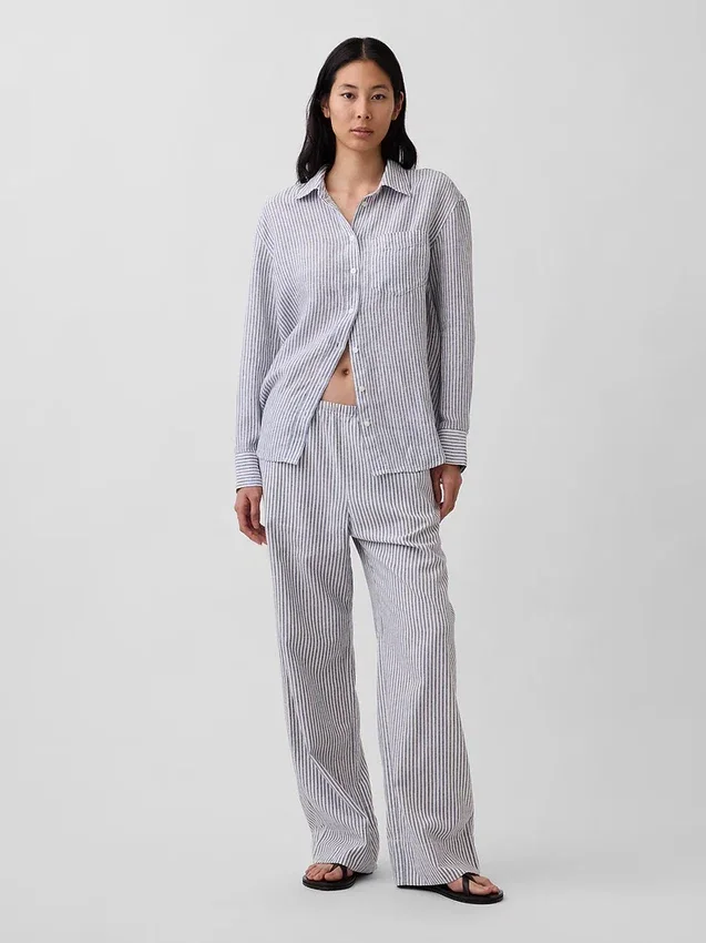 Camicia oversize in 100% lino