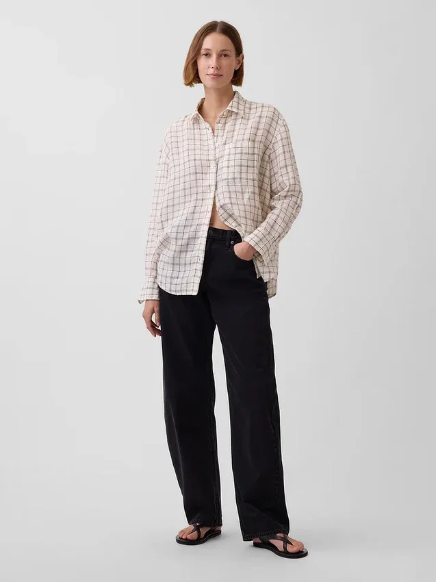 Camicia oversize in 100% lino
