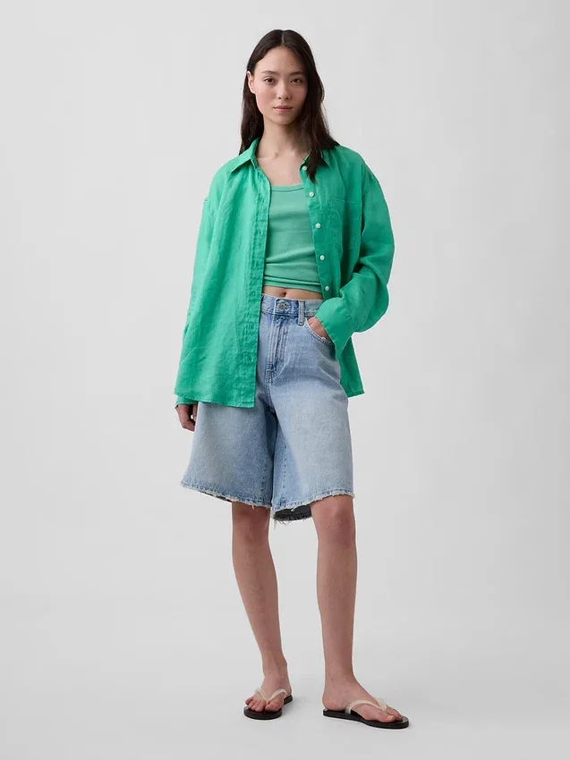 Camicia oversize in 100% lino