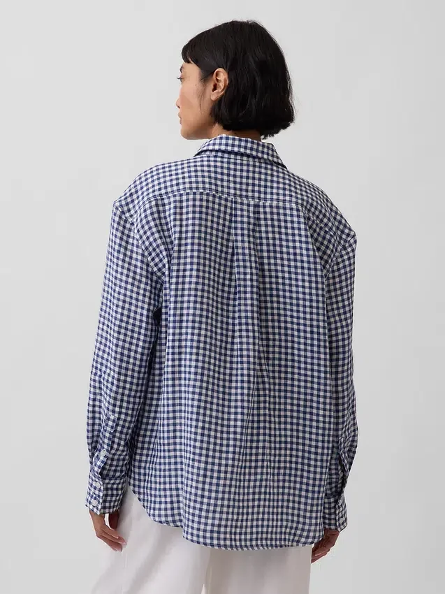 Camicia oversize in 100% lino