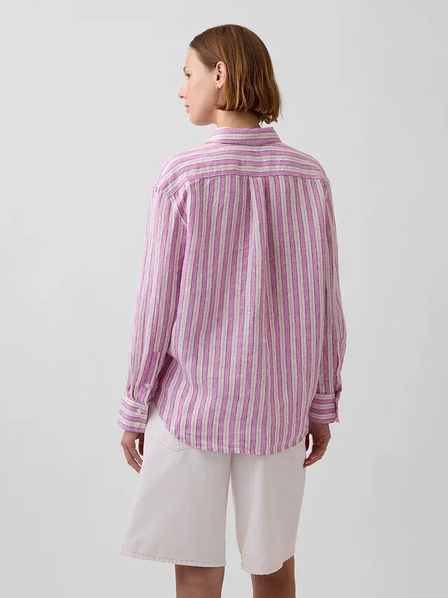 Camicia oversize in 100% lino