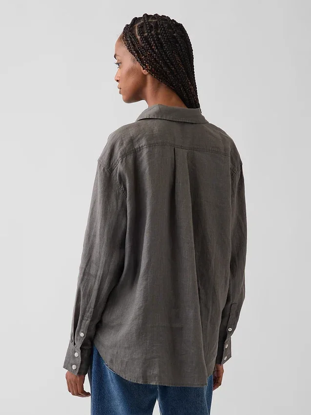 Camicia oversize in 100% lino