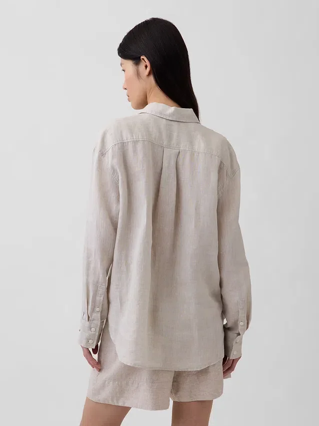 Camicia oversize in 100% lino