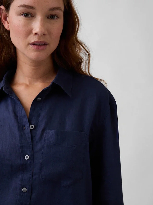 Camicia oversize in 100% lino