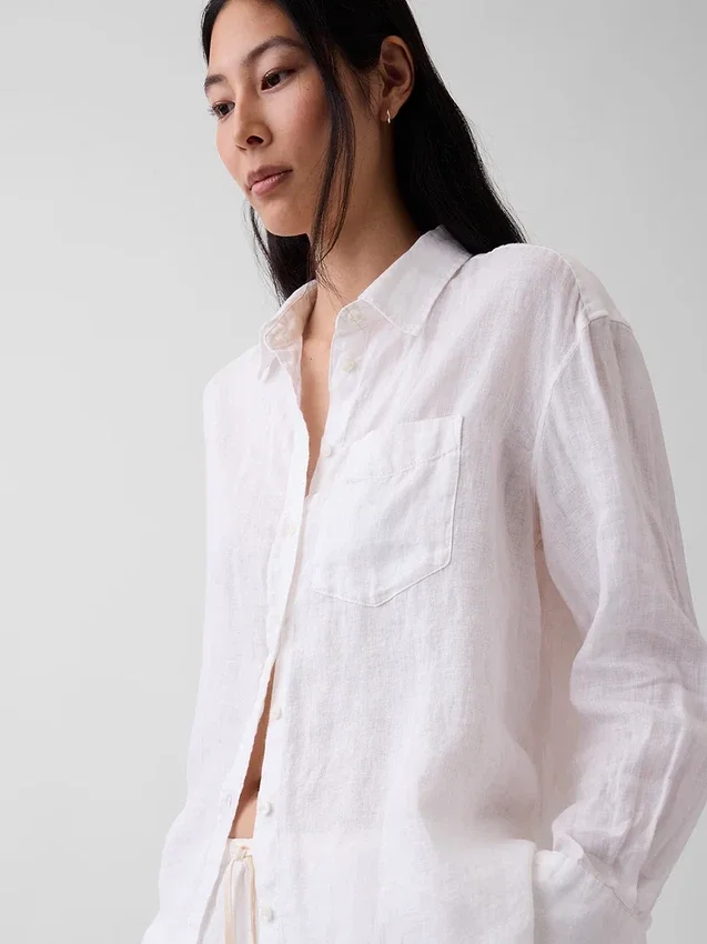 Camicia oversize in 100% lino