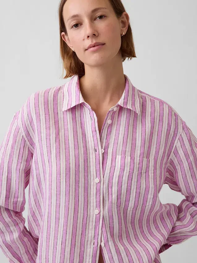 Camicia oversize in 100% lino