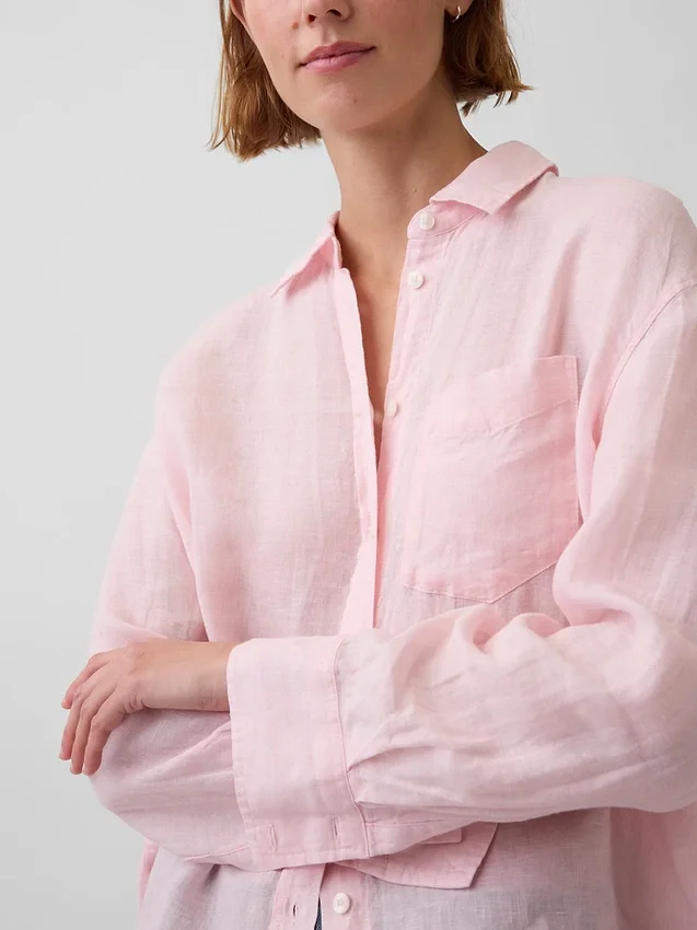Camicia oversize in 100% lino