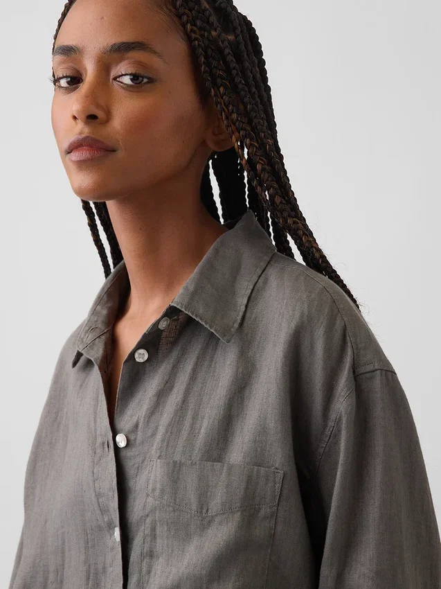Camicia oversize in 100% lino