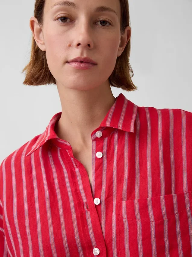 Camicia oversize in 100% lino