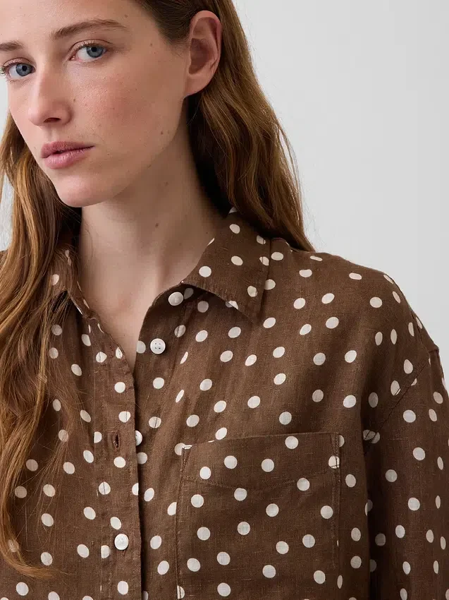 Camicia oversize in 100% lino
