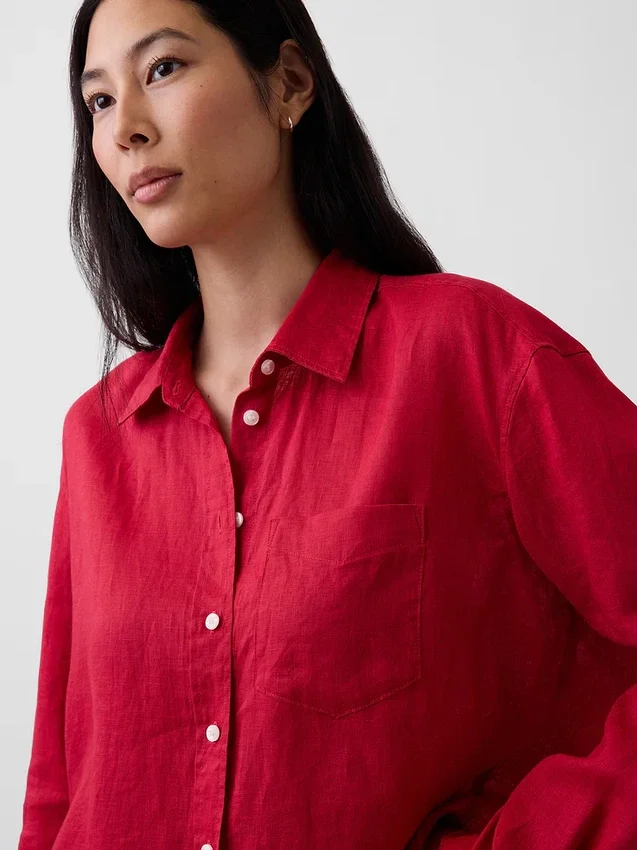 Camicia oversize in 100% lino