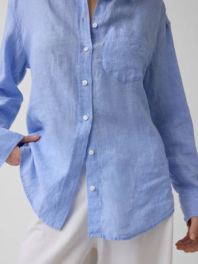 Camicia oversize in 100% lino