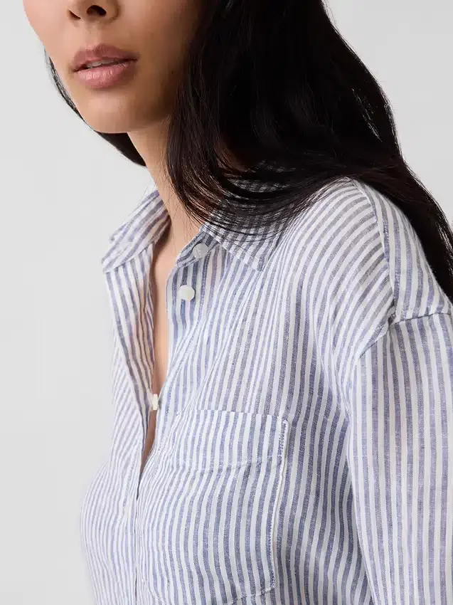Camicia oversize in 100% lino