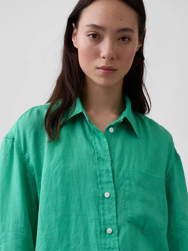 Camicia oversize in 100% lino