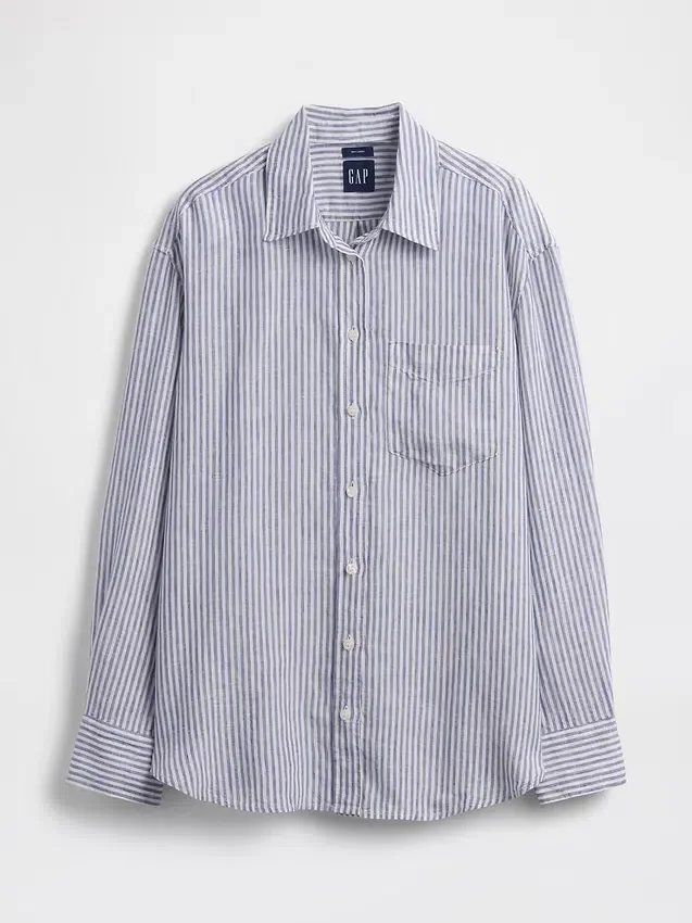 Camicia oversize in 100% lino