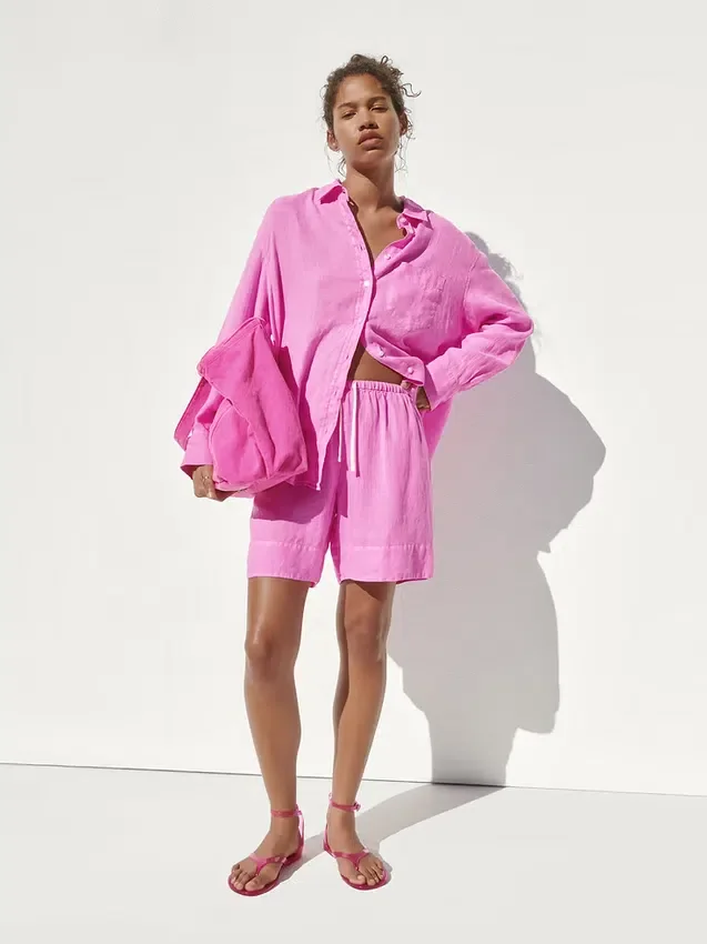 Camicia oversize in 100% lino