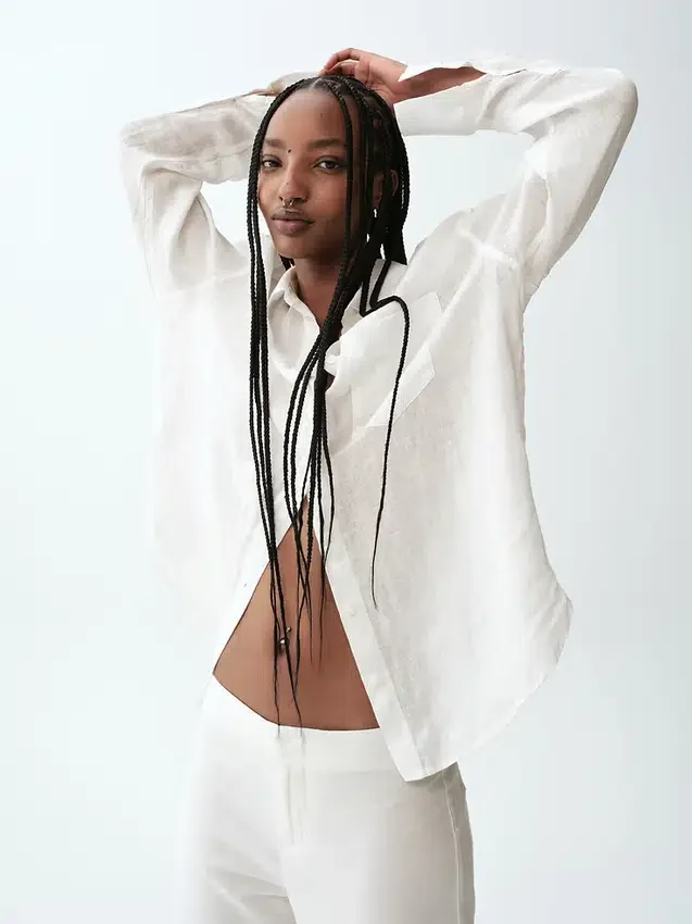 Camicia oversize in 100% lino