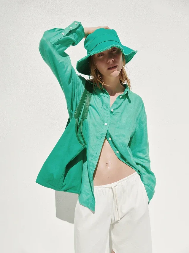 Camicia oversize in 100% lino