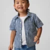 Camicia oversize in denim a quadretti per neonato & bebè