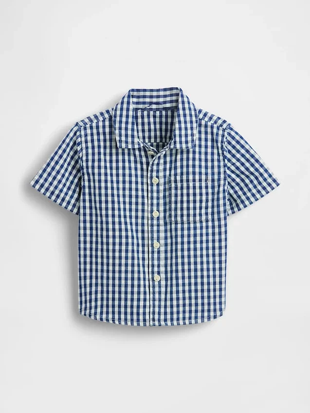 Camicia oversize in denim a quadretti per neonato & bebè