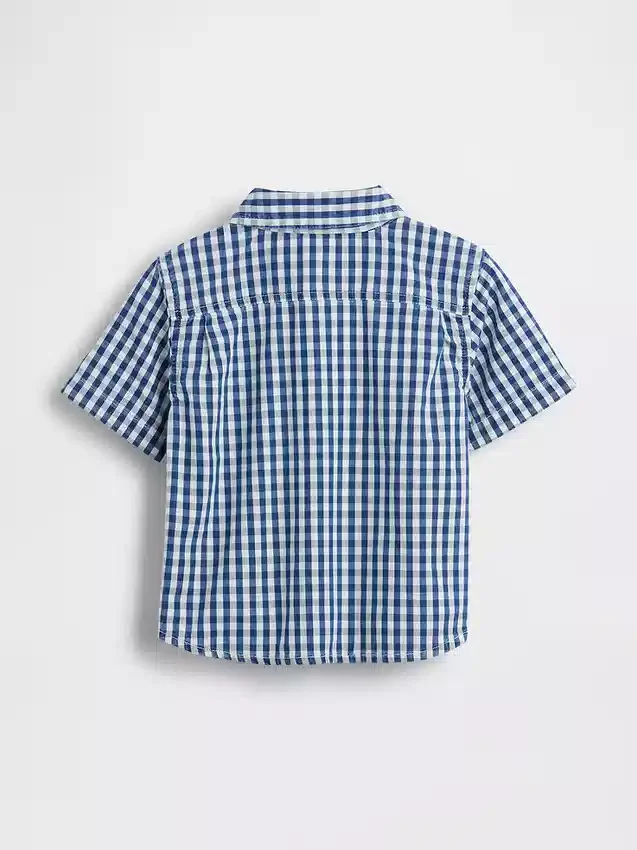Camicia oversize in denim a quadretti per neonato & bebè
