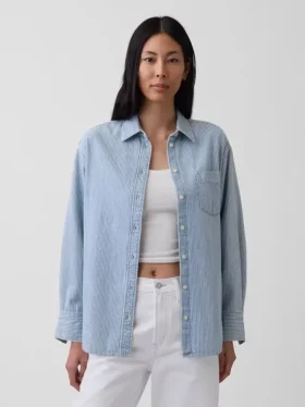 Camicia oversize in denim a righe