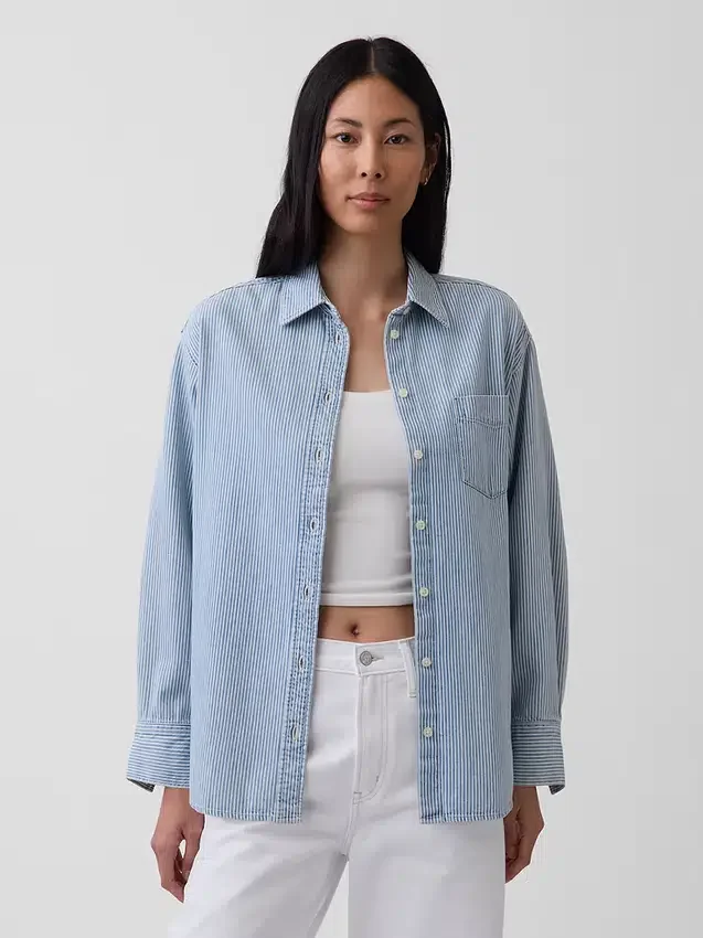 Camicia oversize in denim a righe