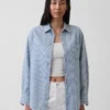 Camicia oversize in denim a righe
