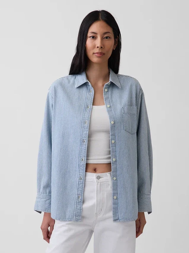 Camicia oversize in denim a righe