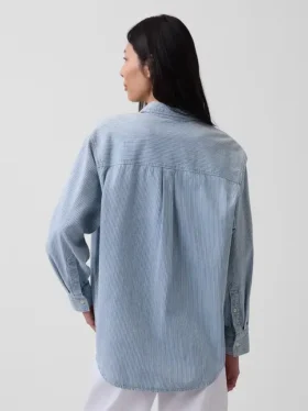 Camicia oversize in denim a righe