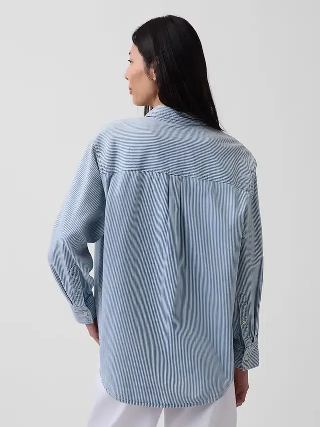 Camicia oversize in denim a righe