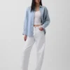 Camicia oversize in denim a righe