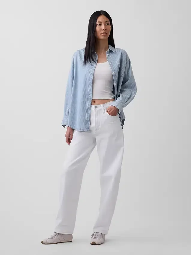 Camicia oversize in denim a righe