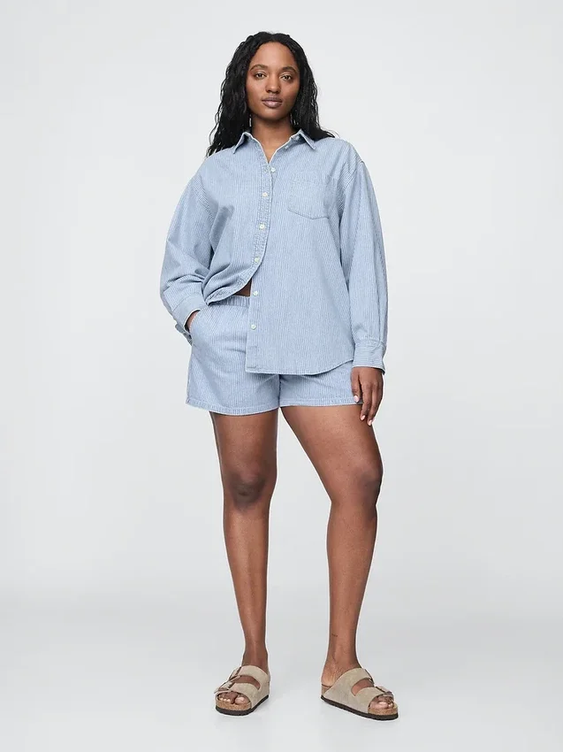Camicia oversize in denim a righe