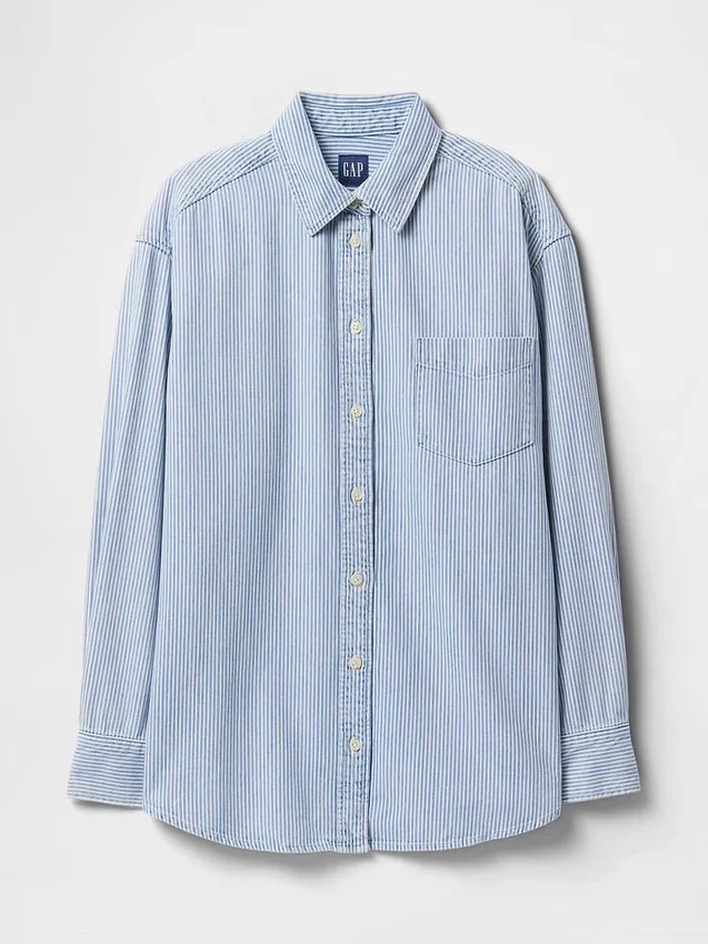 Camicia oversize in denim a righe