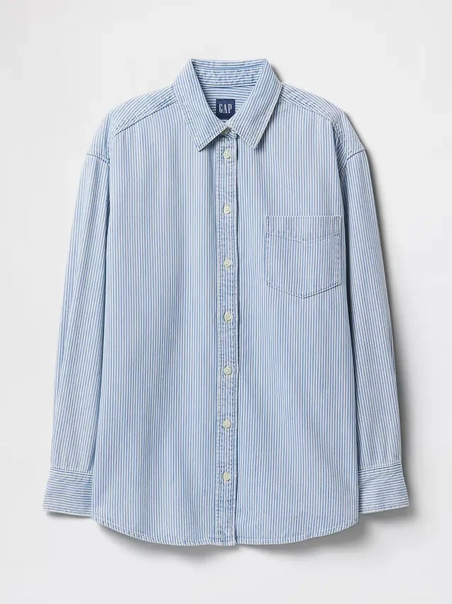 Camicia oversize in denim a righe
