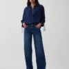 Camicia oversize in denim con maniche arricciate