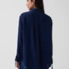 Camicia oversize in denim con maniche arricciate