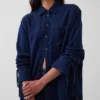 Camicia oversize in denim con maniche arricciate