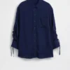 Camicia oversize in denim con maniche arricciate